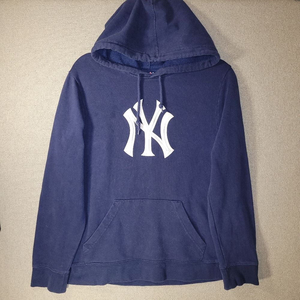 Majestic Size Small New York Yankees Baseball Blue Hoodie